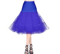 AYBUY 50s Women Retro Petticoat Underskirt,Vintage A-line Underskirt Classic Elastic Rockabilly Tutu Skirt for Ladies Half Slip Dress-up Parties Dancing, Halloween Party, Dancing,Royal Blue,XL