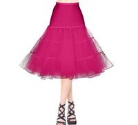 AYBUY 50s Women Retro Petticoat Underskirt,Vintage A-line Underskirt Classic Elastic Rockabilly Tutu Skirt for Ladies Half Slip Dress-up Parties Dancing, Halloween Party, Dancing,Rose Red,M