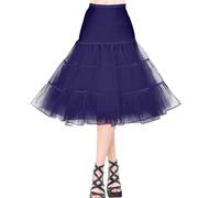 AYBUY 50s Women Retro Petticoat Underskirt,Vintage A-line Underskirt Classic Elastic Rockabilly Tutu Skirt for Ladies Half Slip Dress-up Parties Dancing, Halloween Party, Dancing,Navy Blue,XL