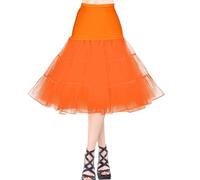 AYBUY 50s Women Retro Petticoat Underskirt,Vintage A-line Underskirt Classic Elastic Rockabilly Tutu Skirt for Ladies Half Slip Dress-up Parties Dancing, Halloween Party, Dancing,Orange,XL