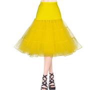 AYBUY 50s Women Retro Petticoat Underskirt,Vintage A-line Underskirt Classic Elastic Rockabilly Tutu Skirt for Ladies Half Slip Dress-up Parties Dancing, Halloween Party, Dancing,Yellow,XL