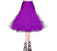 AYBUY 50s Women Retro Petticoat Underskirt,Vintage A-line Underskirt Classic Elastic Rockabilly Tutu Skirt for Ladies Half Slip Dress-up Parties Dancing, Halloween Party, Dancing,Fuchsia,XL