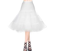 AYBUY 50s Women Retro Petticoat Underskirt,Vintage A-line Underskirt Classic Elastic Rockabilly Tutu Skirt for Ladies Half Slip Dress-up Parties Dancing, Halloween Party, Dancing,White,XL