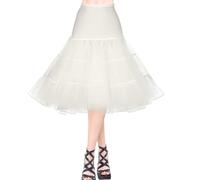 AYBUY 50s Women Retro Petticoat Underskirt,Vintage A-line Underskirt Classic Elastic Rockabilly Tutu Skirt for Ladies Half Slip Dress-up Parties Dancing, Halloween Party, Dancing,Ivory,XL
