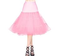 AYBUY 50s Women Retro Petticoat Underskirt,Vintage A-line Underskirt Classic Elastic Rockabilly Tutu Skirt for Ladies Half Slip Dress-up Parties Dancing, Halloween Party, Dancing,Light Pink,XL