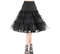 AYBUY 50s Women Retro Petticoat Underskirt,Vintage A-line Underskirt Classic Elastic Rockabilly Tutu Skirt for Ladies Half Slip Dress-up Parties Dancing, Halloween Party, Dancing,Black,M