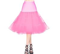 AYBUY 50s Women Retro Petticoat Underskirt,Vintage A-line Underskirt Classic Elastic Rockabilly Tutu Skirt for Ladies Half Slip Dress-up Parties Dancing, Halloween Party, Dancing,Heavy Pink,M