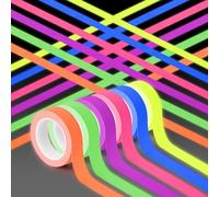 AYBUY 6 Rolls Neon Gaffer Cloth Tape, Fluorescent Colors Pro Gaff Tape | Adhesive Decorative Tapes, 15mm x 5m, for Glow Party Stage Decorations, Coding Floors Marking, UV Party