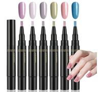 AYBUY 6PCS 3-in-1 Gel Nail Polish Pen Set, Quick-Dry Nail Art Pens, No Base Coat Needed, One Step Application, Nails Varnish Pens, DIY & Salon Manicure Kit for Girls and Ladies（B）