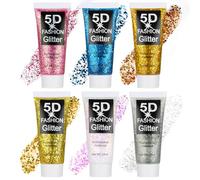 AYBUY 6PCS Body Glitter Gel, 25ml Fine Face Glitter Gel Holographic Mermaid Sequins Sparkling Festival Party Lotion for Face, Eye, Hair, Nail Makeup and DIY Art, A