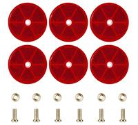 AYBUY 6Pcs Red Round Reflectors, Ø60mm, Screw on Driveway Trailer Reflectors for Gate Post Fence Cat’s Eye Caravan Vehicles Roads Mailboxes Tunnels