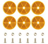 AYBUY 6Pcs Yellow Round Reflectors, Ø60mm, Screw on Driveway Trailer Reflectors for Gate Post Fence Cat’s Eye Caravan Vehicles Roads Mailboxes Tunnels
