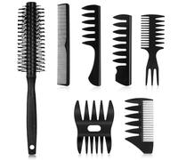 AYBUY 7 PCS Hair Styling Combs Set, Hair Styling Combs and Brush Set for Men, Quiff Roller Brush, Fine and Wide Tooth Comb, Professional Hairdressing Tool for Quiff, Slicked-back, Undercut