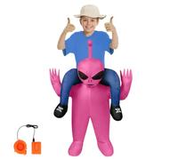 AYBUY Alien Costume, Alien Kidnapping Inflatable Costume Blow up Fancy Dress for Children, Funny Ride-on Halloween Costumes for Halloween Cosplay Masquerade Party, Pink