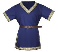AYBUY Boys' Medieval Tunic, Boys Renaissance Pirate Sleeveless T Shirts with Belt Knight Tops for Carnival, Halloween, School History Days, Renaissance, Fancy Dress(Navy Blue, 120)