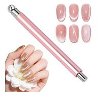 AYBUY Cat Eye Magnet for Nails, Double Ended Nail Magnet Pen with Round Magnetic Bead, Multifunctional Cat Eye Gel Nail Polish Magnet Tool for Nail Art Home DIY, Pink