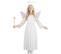 AYBUY Costumes Girls Angel, White Angel Dress with Wand Wings and Halo Girls Christening Dresses for Christmas, Nativity, Panto, Fancy Dress Costume, 130