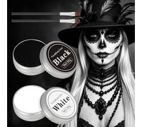 AYBUY Face Body Paint, White Black Face Painting Kit with 2 Brushes | 100g Halloween Makeup Kit, Kids and Adults, for Skeleton Zombie Clown Fancy Dress Festivals