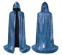 AYBUY Glitter Cape, Full Length Bling Bling Hooded Cape, Shiny Long Cloak, Unisex Long Sparkly Halloween Capes, Adults Wizard Fairytale Fancy Dress Robe for Halloween Party Carnival Cosplay, 150CM