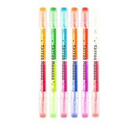 AYBUY Glow in the Dark Face Paint Pens, 6 PCS Double-ended UV Face Paint Pens, Washable Neon Faces Paints Markers, Blacklight Temporary Tattoo Pen,UV Body Painting Kit for Halloween Festivals Party