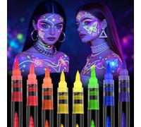 AYBUY Glow in the Dark Face Paint Pens, 8 Colors UV Face Paint Pens, Washable Neon Faces Paints Markers, Blacklight Temporary Tattoo Pen,UV Body Painting Kit for Halloween, Music Festivals Parties