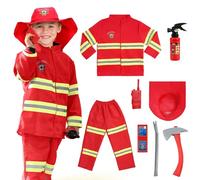 AYBUY Kids Fireman Costume, Kids Firefighter Costume and Accessories, Children Role Play Halloween Costumes, Dress Up Firefighter Outfit for Boys and Girls, Halloween Cosplay Fancy Dress,120cm
