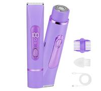 AYBUY Lady Shaver for Women, Rechargeable Electric Razor, Purple | Hair Removal, 2-in-1 Bikini Trimmer, IPX7 Waterproof, Wet and Dry, for Face Legs Underarm Body & Intimate Areas