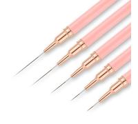 AYBUY Nail Art Liner Brushes, 5Pcs Nail Art Brushes, Fingernails Drawing Tool for Thin Details, Long Lines, Gel Polish Painting & Nails Design, Sizes：7/9/11/15/25mm(Pink)