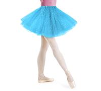AYBUY Tutu Skirts for Women, Elastic 3 Layered Tulle Tutus Skirt for Adult Teen Dance Ballet Tutu Skirts Sequins Stars for Dress-up Parties Dancing, Lake Blue