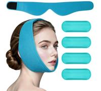 AYBUY Wisdom Teeth Ice Pack Head Wrap with 4 Gel Packs, Reusable Jaw Ice Pack, Adjustable Hot Cold Compress for Face, Chin, Wisdom Teeth, Blue