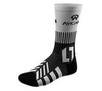 AYCANE Powerlight Calf High Ice Hockey Socks - Ultra Lightweight, Quick-Drying, Seamless, with Instep Protection Against Laces Print & Perfect Fit in Skates - Black, white / black, 42-44