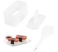 AYCCNH 1 Pack Non Stick Musubi Maker Press with Small Rice Paddle, Sushi Making Kit Onigiri Mold Luncheon Meat Press Hawaiian Musubi Maker Mold (White)