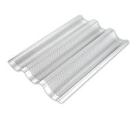 AYCCNH Stainless Steel French Baguette Bread Pan, Perforated Loaf Pans for Baking 15"x10", 3 Waves Toaster Oven Baking Tray (1 Pack)