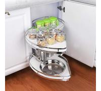 AYCDL 2 Tier Kitchen Cabinet Cupboard, Kitchen Cabinet Blind Corner Pullout Organizer, Carousel Twin Shelffor, For Pantry, For Minimum Cabinet, Flying Sauce,Pull Left (Open Right)~900mm