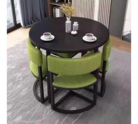 AYCDL 31" Round Dining Table Set for 4 with Space-Saving Chairs Modern Kitchen & Conference Room Furniture Stylish Coffee Table for Living Room & Office Use,Black a-80cm/31.5