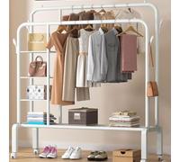 AYCDL 360° Rotating Clothes Rack with 4 Layers - Heavy-Duty Rolling Garment Rack Multi-Functional Clothing nizer Burro Ropa con Ruedas for Home & Closet Storage,White-130 * 154 * 49cm
