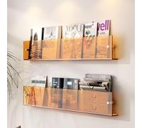 AYCDL Acrylic Magazine Rack Brochure Holder Wall Mounted Bookshelf Record Display Rack Literature Storage Racks for Waiting Room, Office, 3 Colors,Orange-80cm-2 Pack