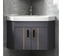 AYCDL Bathroom Corner Sink, Wall-Mounted Floating Vanity with Large Storage Space, Easy Installation for Home, Kitchen, and Patio - Ideal for Small Spaces,Gray-48cm/18.9in