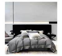 AYCDL Bed Sheets Set, 100S Egyptian Cotton Houndstooth Hollow Out Broad Side Luxury Bedding Set Queen King Size Duvet Cover Bed Sheet Pillowcases,Gray-King Size 4pcs