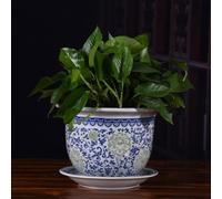 AYCDL Blue and White Porcelain Flowerpot Ceramic Ink Dish White Ceramic Planter Chinese Vintage Planter Plants Pots House Plant Pots Gardening Supplies Flower Pot Bonsai Cerami,White-17cmx12cm