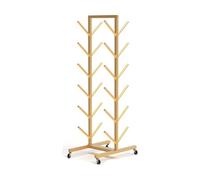 AYCDL Boxing Glove Storage Rack with Universal Wheels, Metal Drying Stand for Gym Training, Skateboard/Snowboard/Yoga Mat Holder, Ideal for Taekwondo and Iron Equipme,Gold-6 tier Holds 12 Pairs