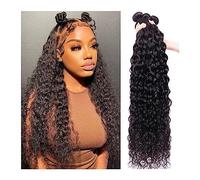 AYCDL Bundles Water Wave Bundles Brazilian Deep Wave Human Hair 3 Bundles Deep Curly Bundles For Black Women Human Hair Bundles Hair Weft,Remy Hair-22 24 26 26