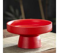 AYCDL Ceramic Pedestal Bowl - Decorative Round Fruit Tray and Dessert Stand for Home Kitchen Centerpiece ，Red
