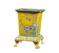 AYCDL Chinoiserie Blue and White Chinese Porcelain Square Planter Jingdezhen Hand Painted Large Flower Pots with Drainage Holes and Matching Base Square Porcelai