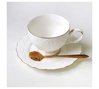 AYCDL Coffee Cup Tea Tin European Luxury Ceramic Coffee Cup and Saucer Set Exquisite Embossed English Afternoon Tea Cup Home Coffee Cup and Saucer with Spoon Coffe Cu