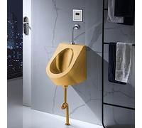 AYCDL Commercial High Efficiency Washout Men's Urinal,Wall-Mounted 304 Stainless Steel Urinal Bathroom Toilet Automatic Sensor Urinal,Anti-Odor An,Gold floorstanding urinal