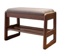 AYCDL Compact Entryway Shoe Bench with Cushions 2-Tier Shoe nizer Foldable Design for Hallway Natural Wood Finish Stylish and Space-Saving Storage Solution.,Brown-M
