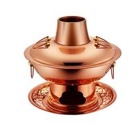 AYCDL Copper Hot Pot Thick Copper Pot Hot Pot Old-Fashioned Household Lamb-shabu Pure Copper Pot Commercial Gifts,Brass-32cm