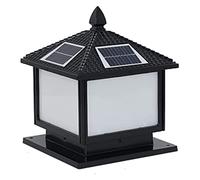 AYCDL Courtyard Light LED Waterproof Solar Column Head Lights, Die-cast Acrylic Lampshade Stigma Lantern Rust-Proof Dustproof Pillar Lamp Outdoor Courtyard Landscape Pedes,30CM*30CM*38CM