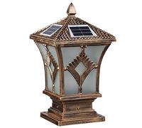 AYCDL Door Head Lawn Solar Light Wall Light Column Headlight Pillar Lamp Solar Energy Column Headlight Street Light Column Lamp Outdoor Light,Retro Color-25 * 25 * 43cm